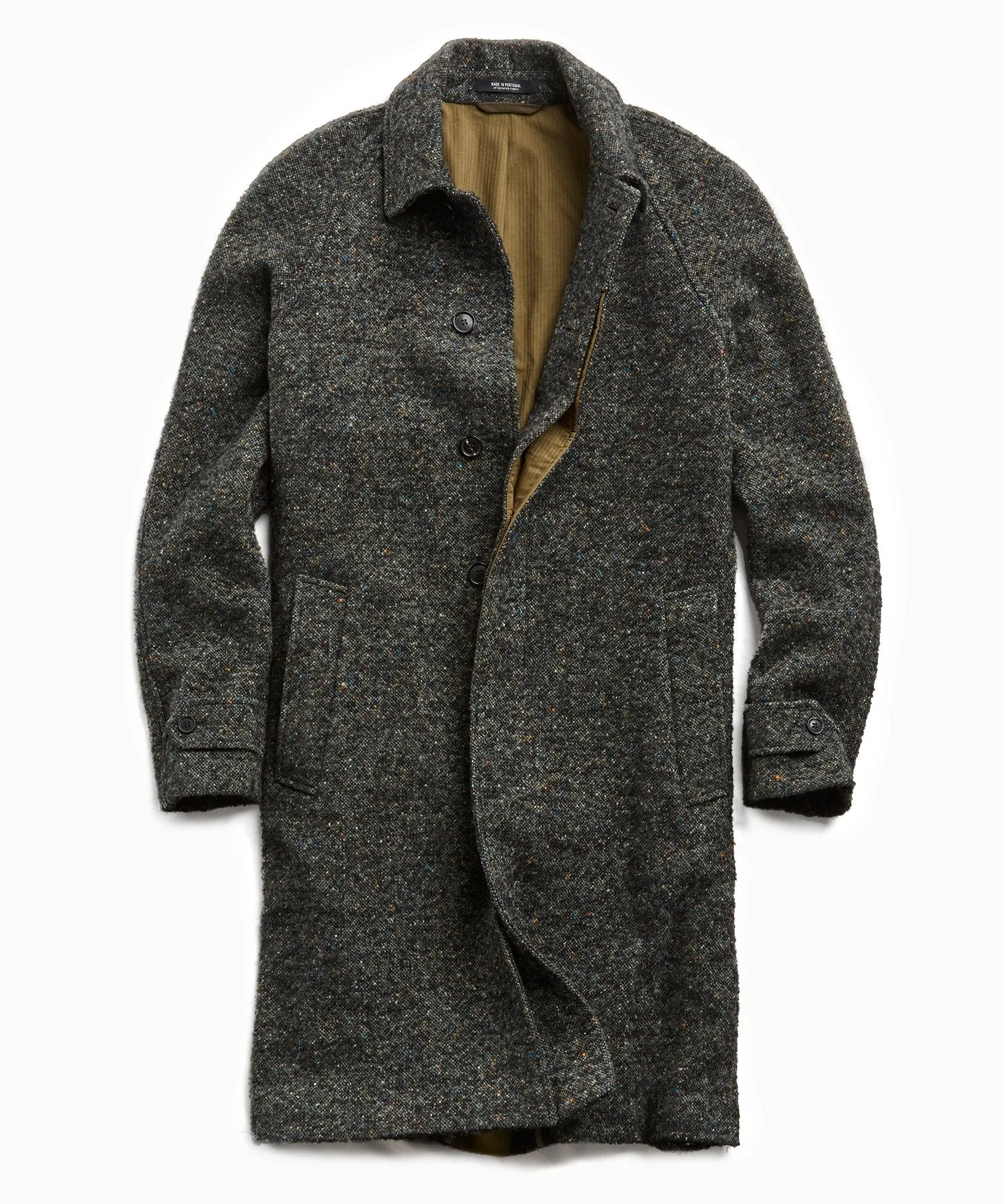 Italian Wool Fleck Topcoat in Olive