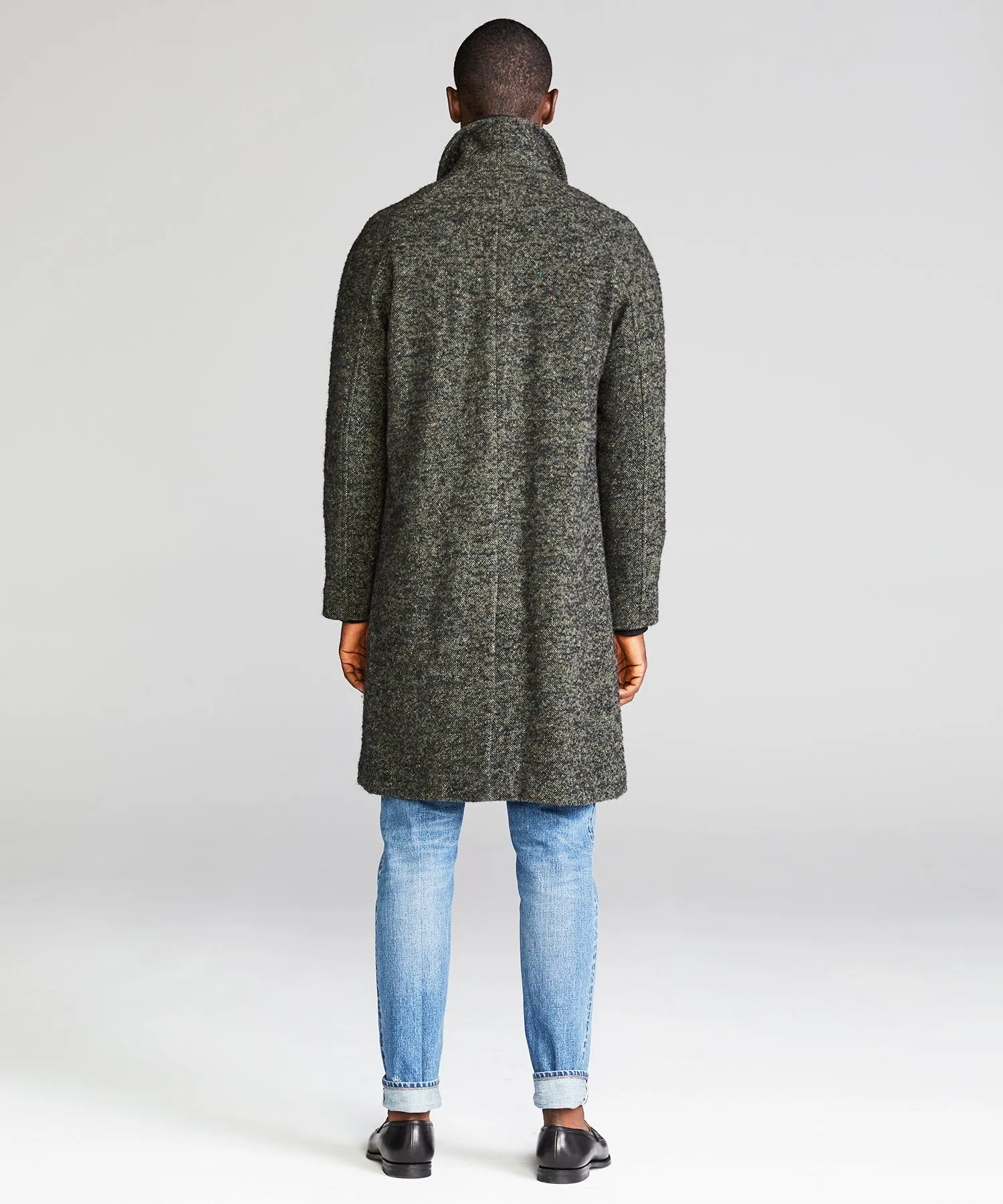 Italian Wool Fleck Topcoat in Olive