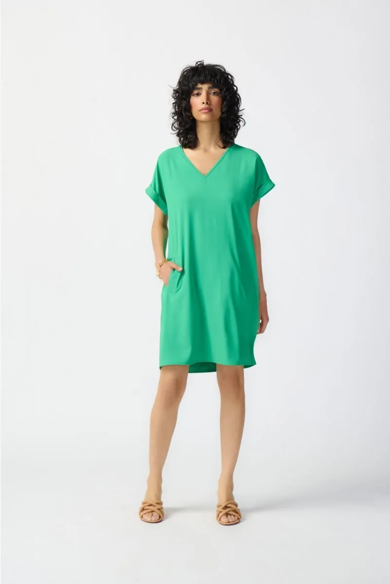 Joseph Ribkoff Straight V-Neck Dolman Sleeves T-Shirt Dress 241129