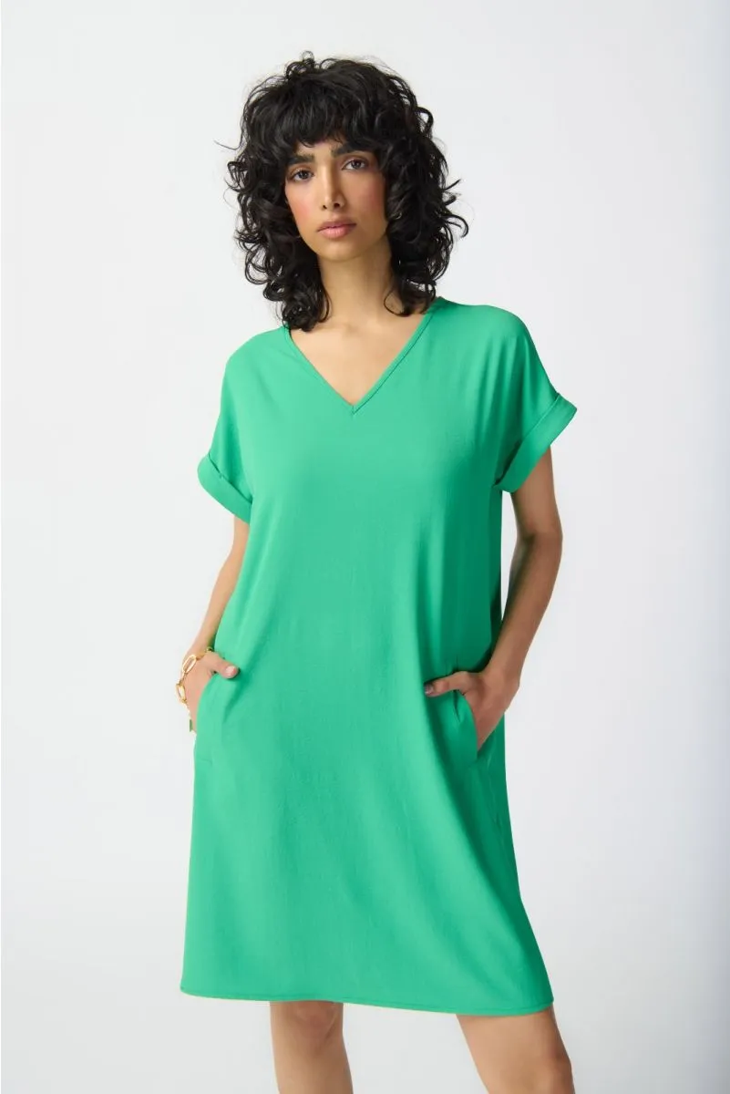 Joseph Ribkoff Straight V-Neck Dolman Sleeves T-Shirt Dress 241129