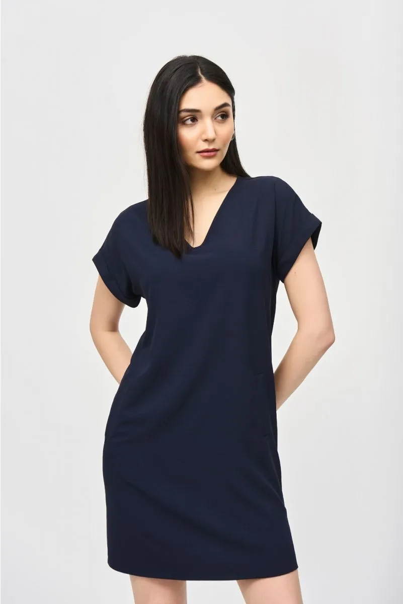 Joseph Ribkoff Straight V-Neck Dolman Sleeves T-Shirt Dress 241129