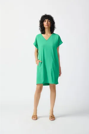 Joseph Ribkoff Straight V-Neck Dolman Sleeves T-Shirt Dress 241129