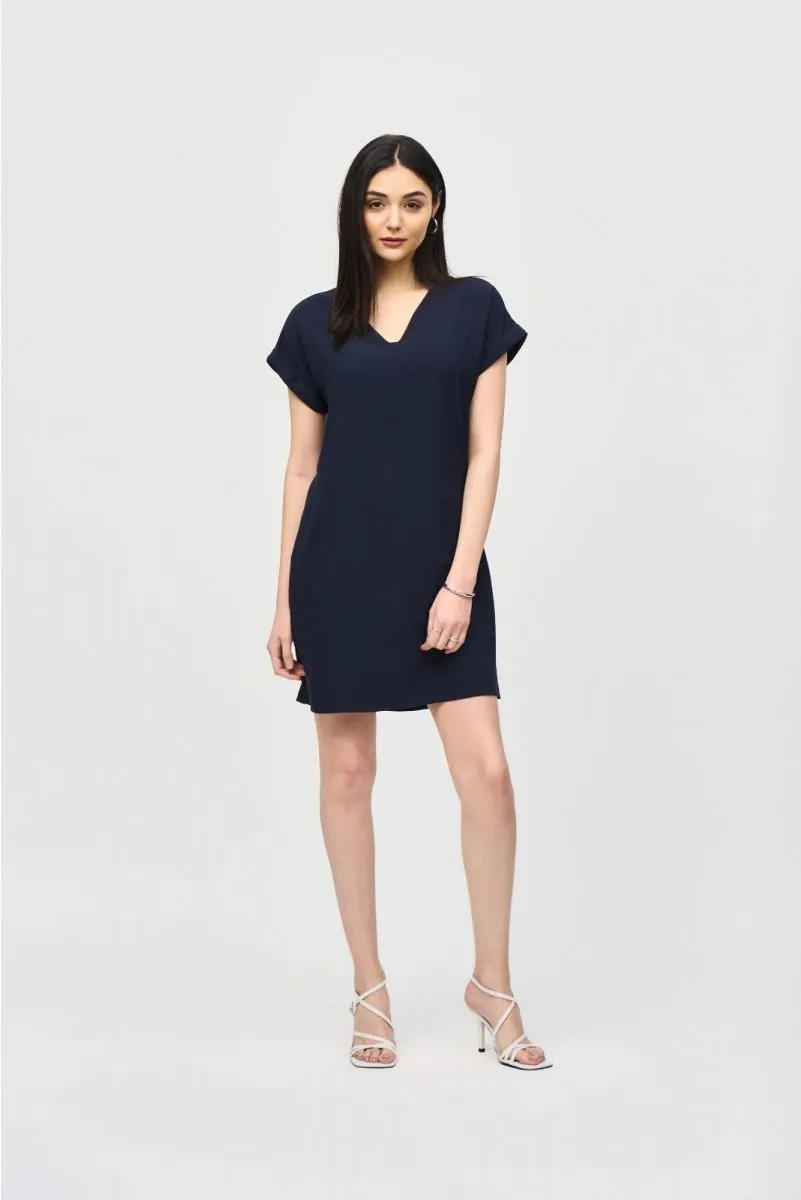 Joseph Ribkoff Straight V-Neck Dolman Sleeves T-Shirt Dress 241129