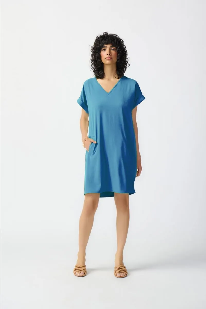 Joseph Ribkoff Straight V-Neck Dolman Sleeves T-Shirt Dress 241129