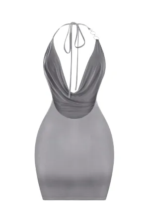 Julianie Halter Mini Dress (Charcoal Grey)