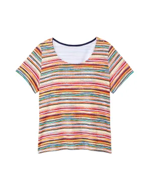 Lia Knit Printed Cotton Top | Pink / Orange