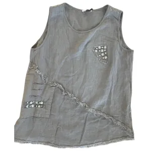 Linen and Rhinestone tank blouse