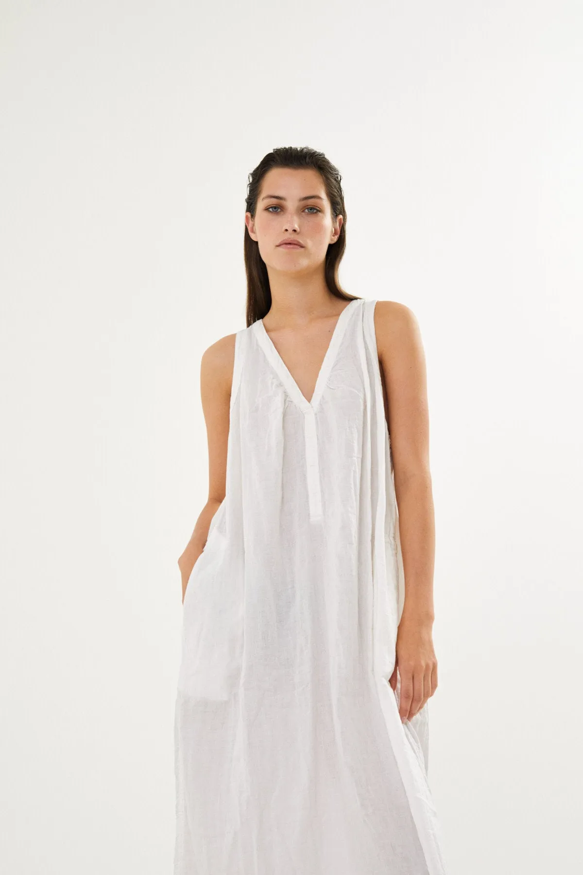 Lizza - Cotton double tank dress I White