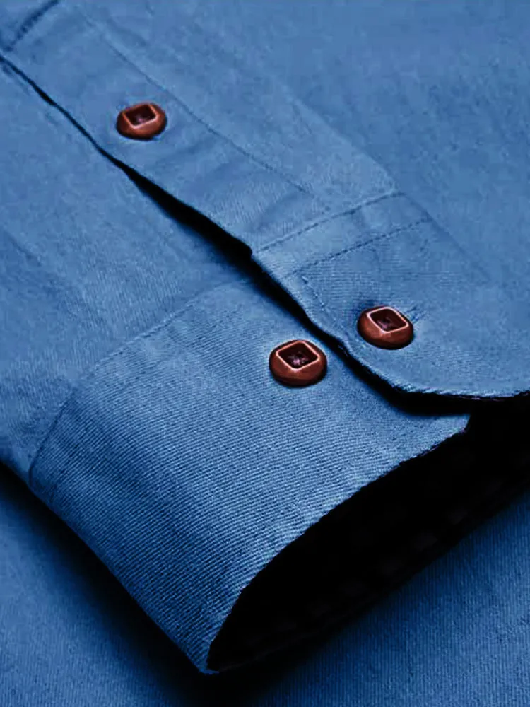 Long-Sleeve Denim Dress Shirt