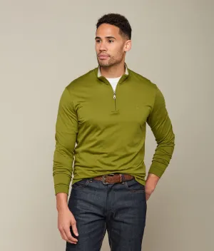 Lucchese Pima Cotton Quarter Zip :: Olive