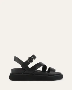 MARAIS FLAT SANDALS BLACK LEATHER