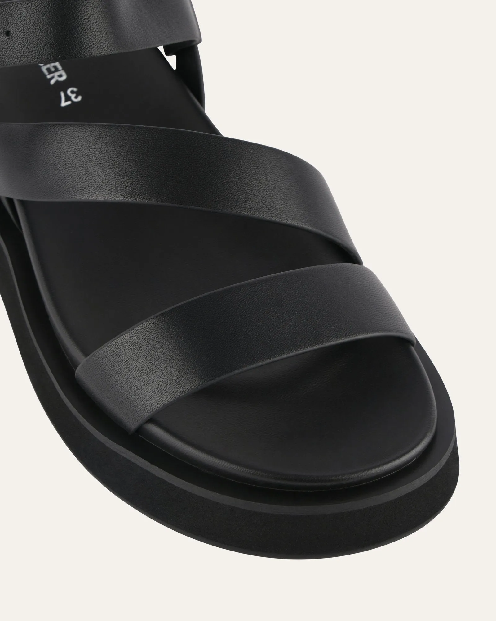 MARAIS FLAT SANDALS BLACK LEATHER