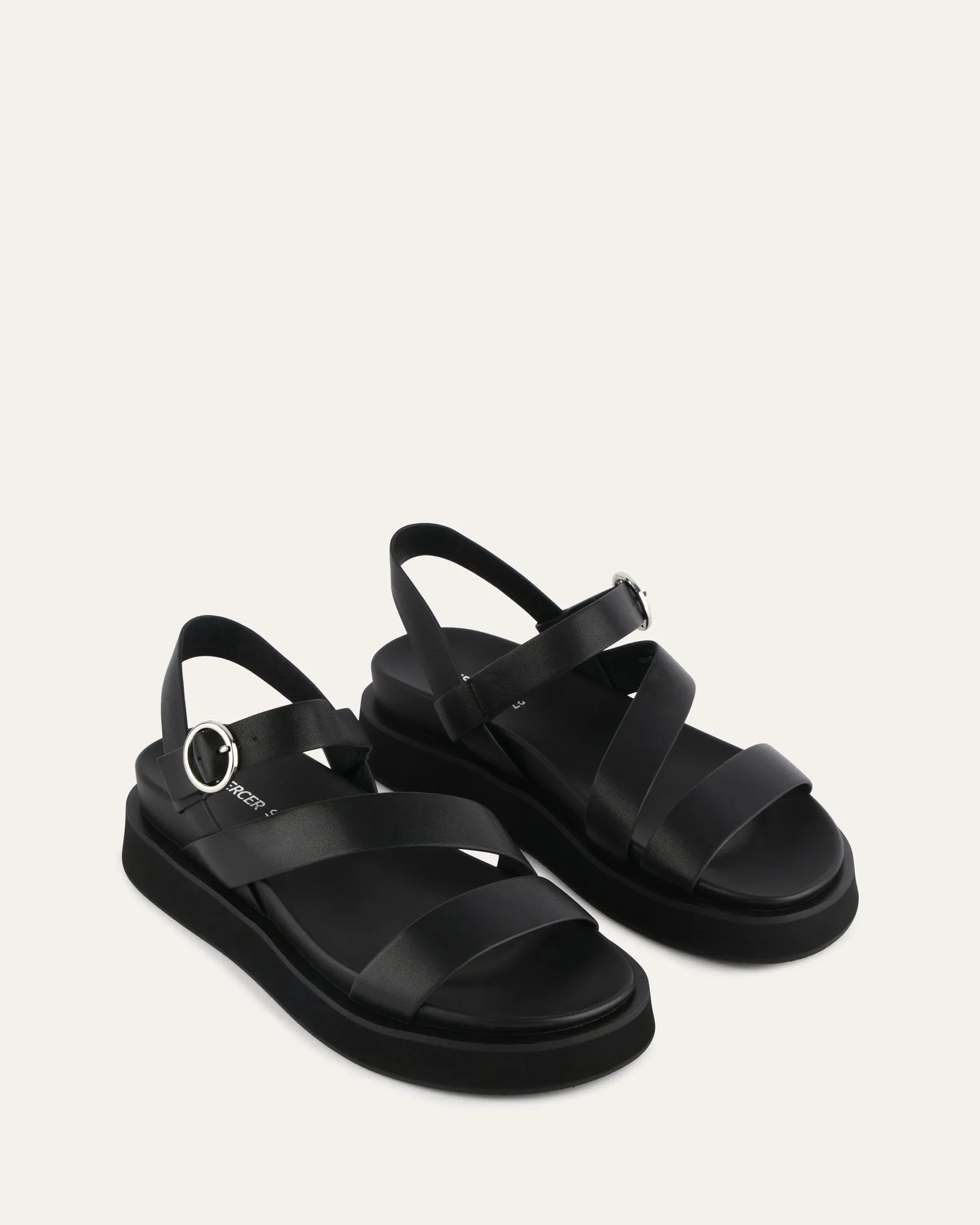 MARAIS FLAT SANDALS BLACK LEATHER