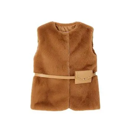 Mayoral Girls Fur Gilet 4365 Caramelo