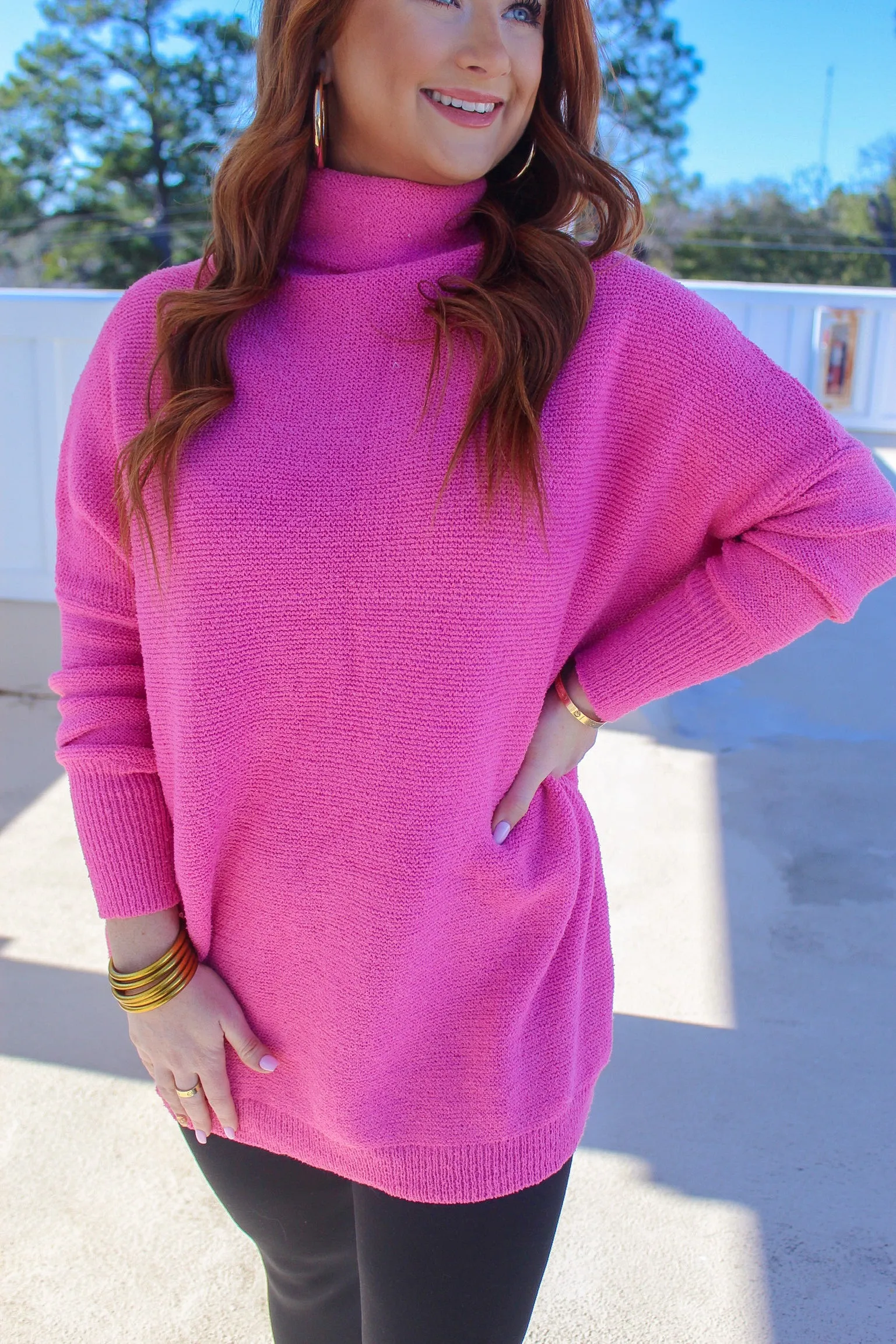 Mazie Turtleneck Pullover- Pink