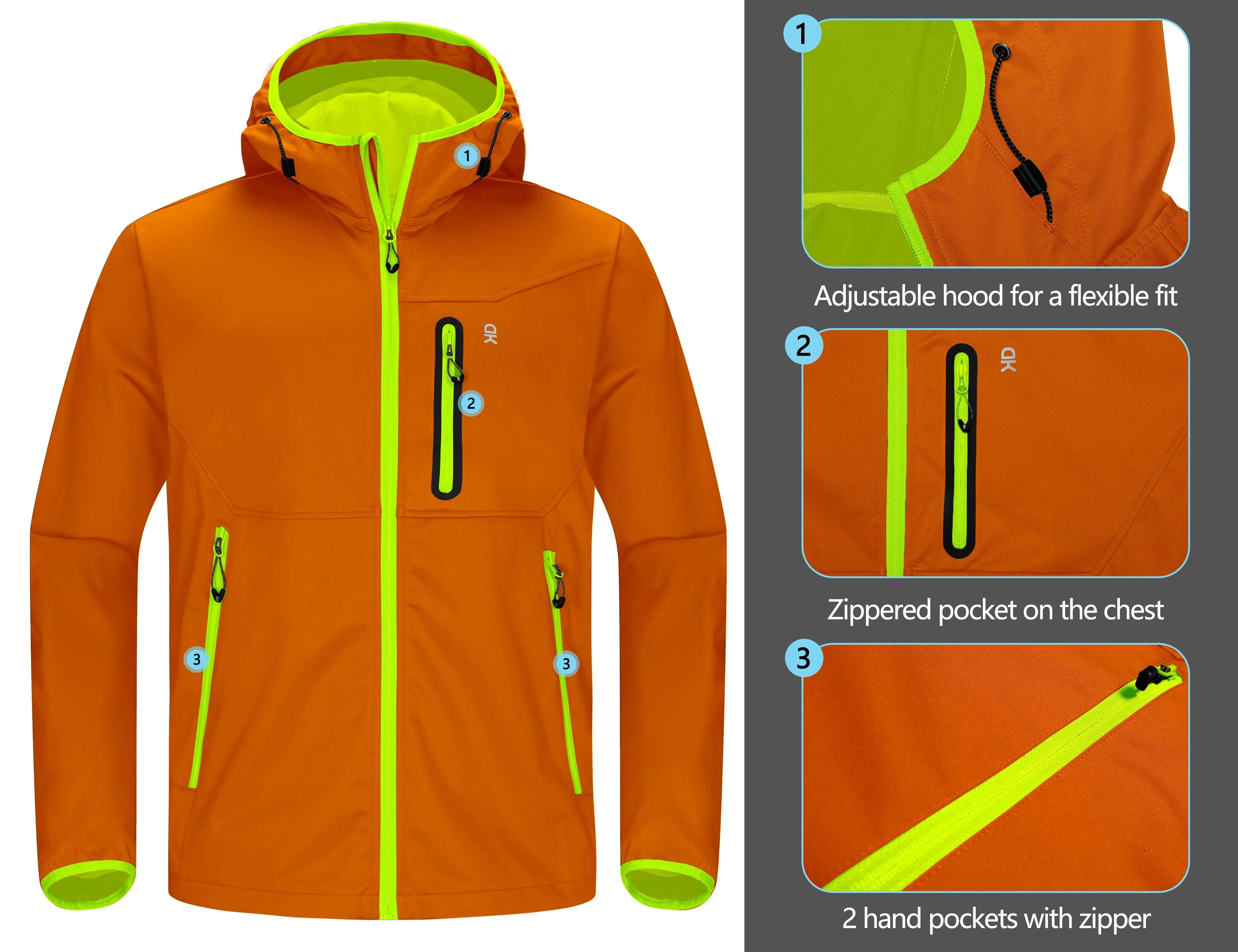 Men's Lightweight Hooded Hiking Softshell Jacket