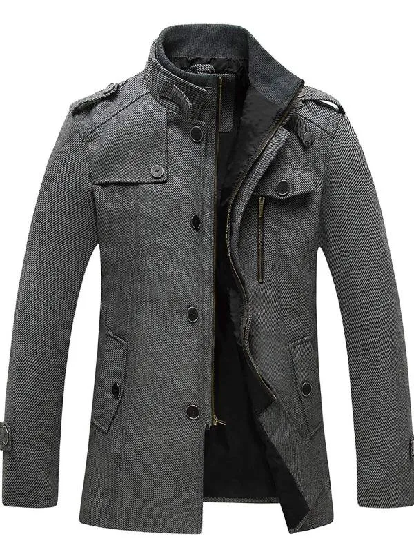 Men's Wool Blend Pea Coat Winter Jackets WD