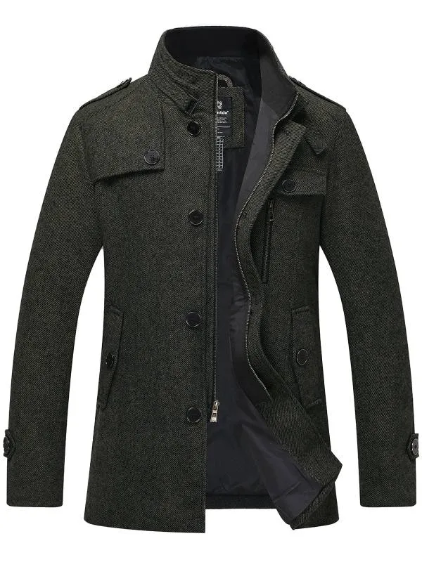 Men's Wool Blend Pea Coat Winter Jackets WD