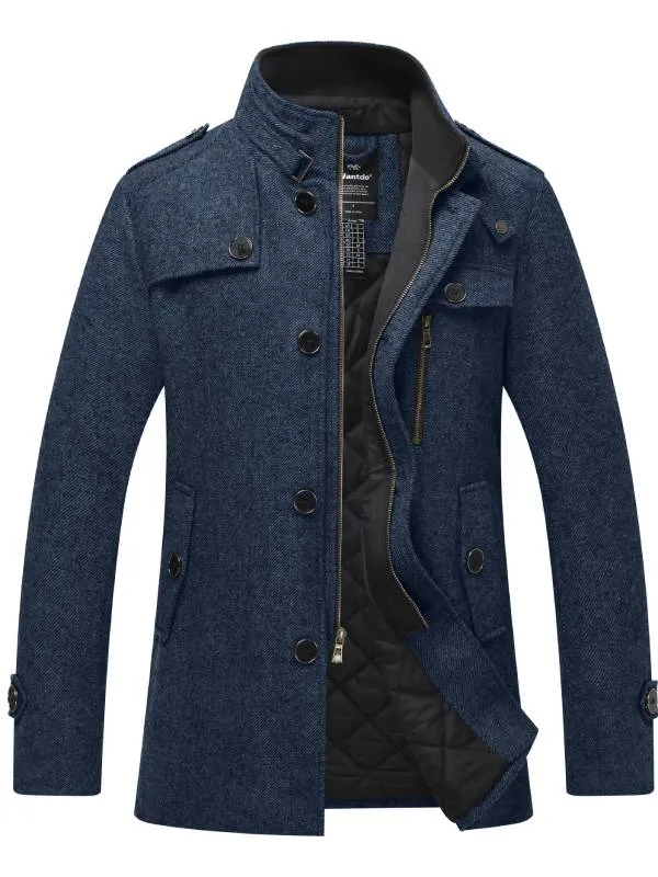 Men's Wool Blend Pea Coat Winter Jackets WD