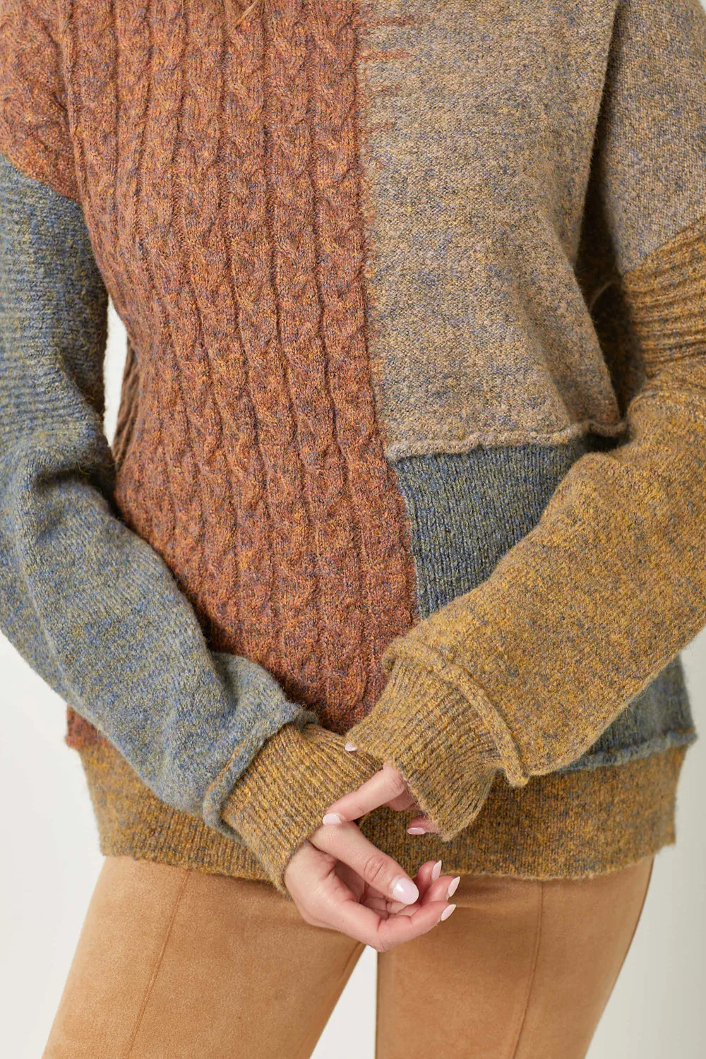 MIXED WEAVE PULLOVER SWEATER