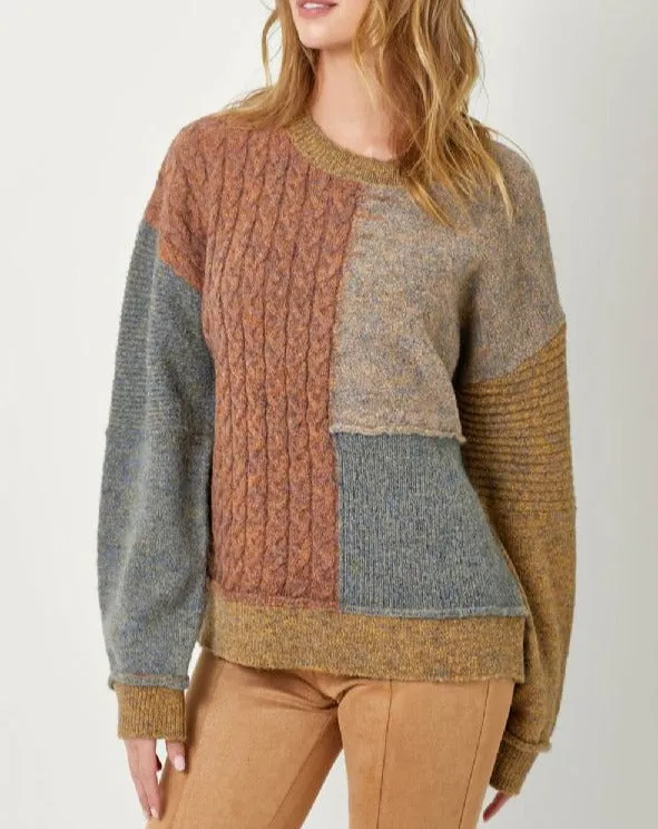 MIXED WEAVE PULLOVER SWEATER