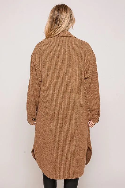 Mocha Soft And Cozy Oversized Waffle Jacket