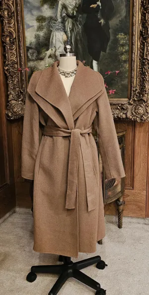 NEW WITH TAG - WOOL WRAP COAT WITH BELT AND DOUBLE COLLAR - NEVER WORN