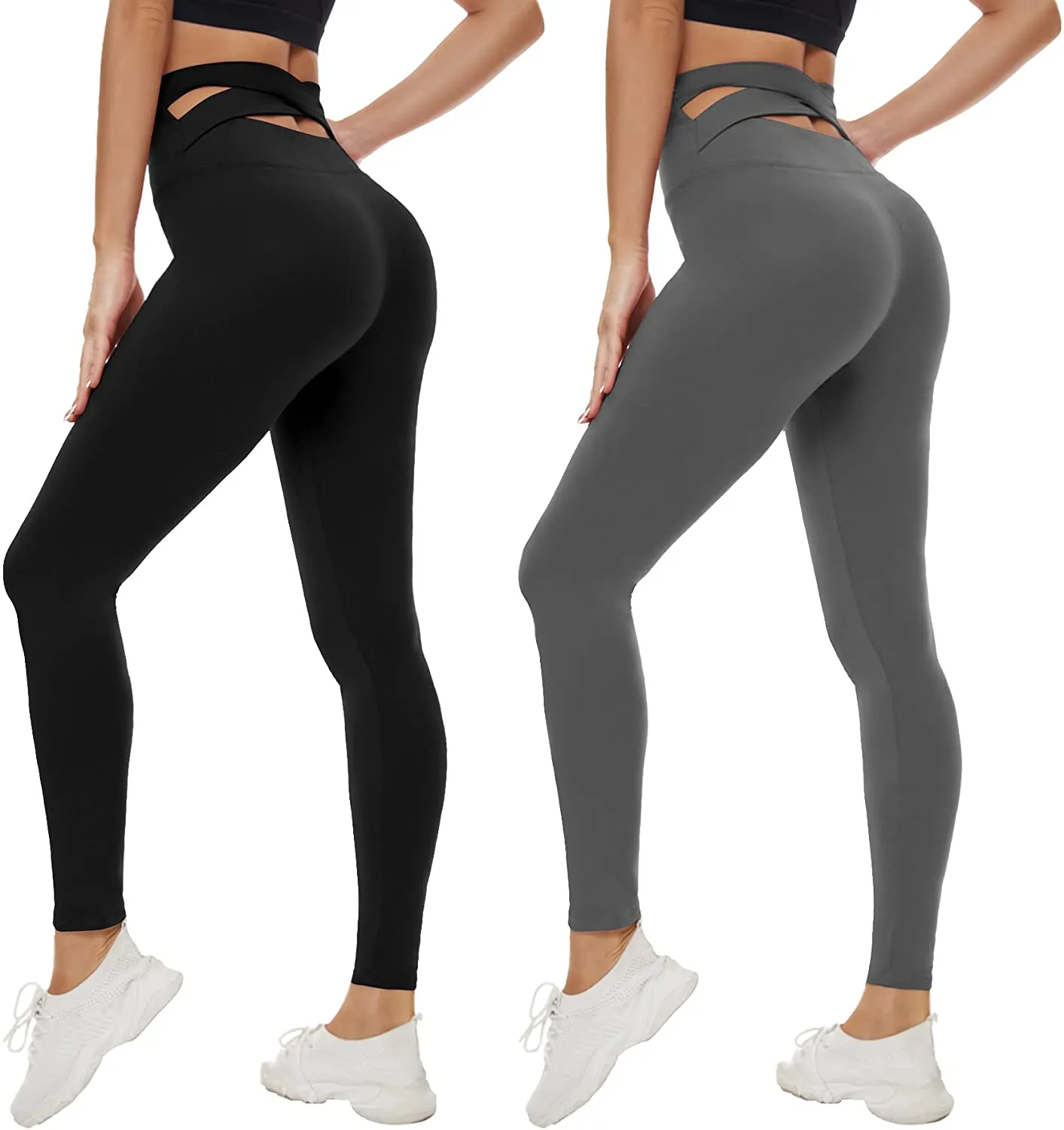 Non-See-Through Leggings for Women(2/5 Pack)-Tummy Control Yoga Pants High Waist Super Soft Workout Leggings