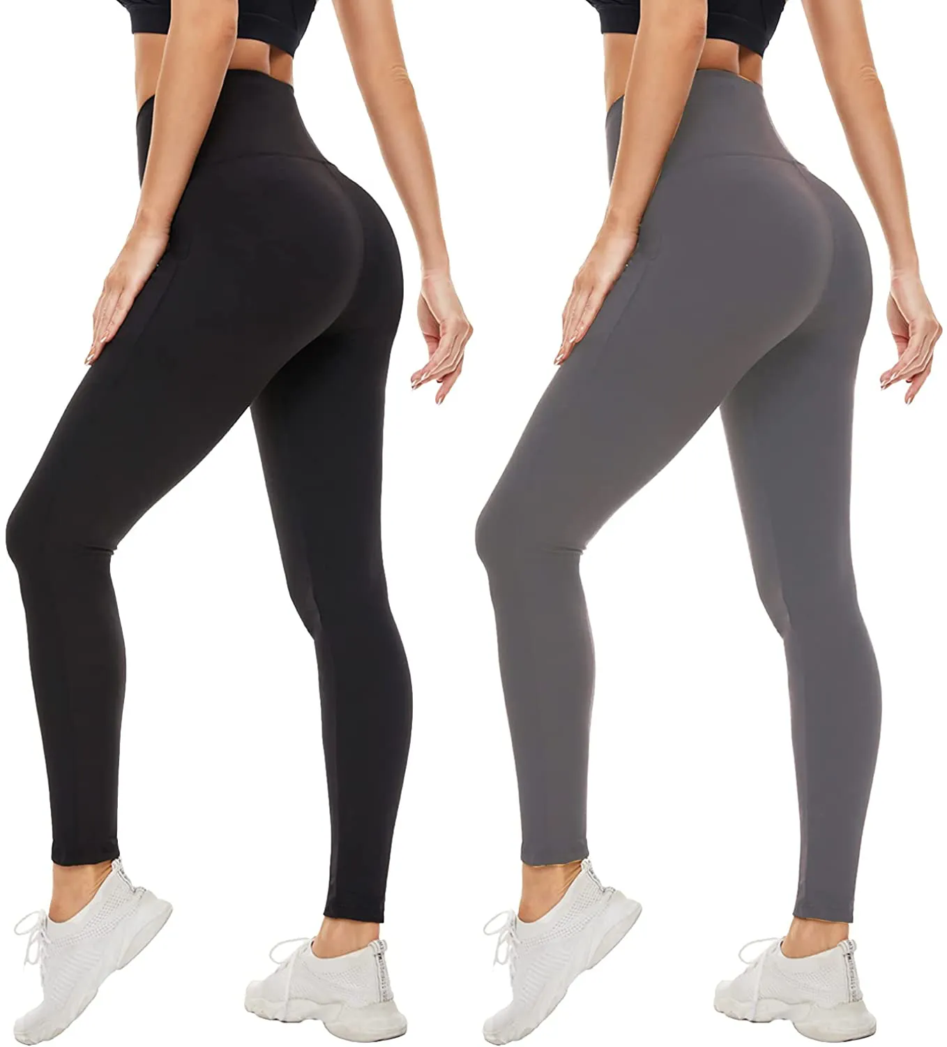 Non-See-Through Leggings for Women(2/5 Pack)-Tummy Control Yoga Pants High Waist Super Soft Workout Leggings