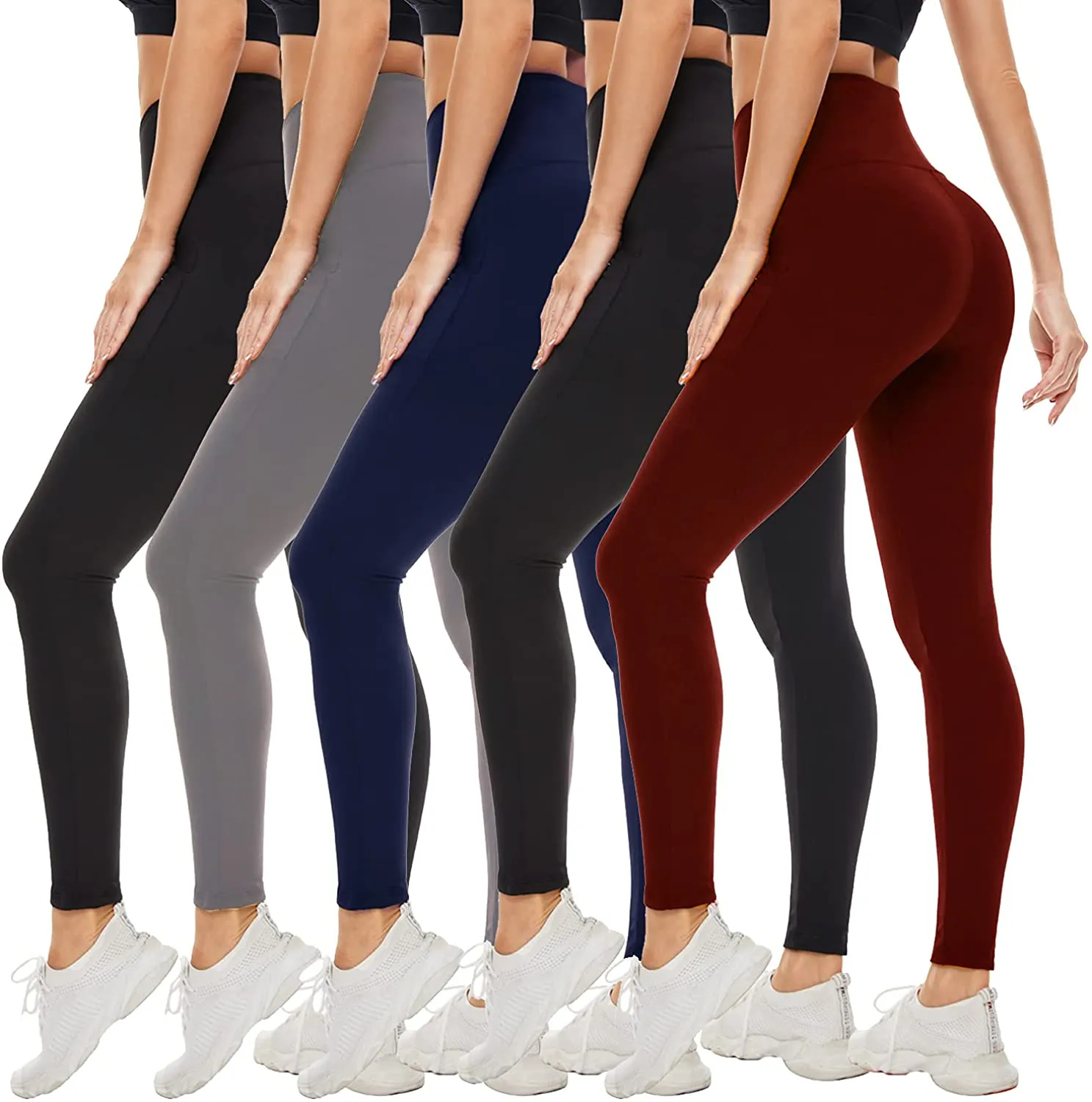 Non-See-Through Leggings for Women(2/5 Pack)-Tummy Control Yoga Pants High Waist Super Soft Workout Leggings