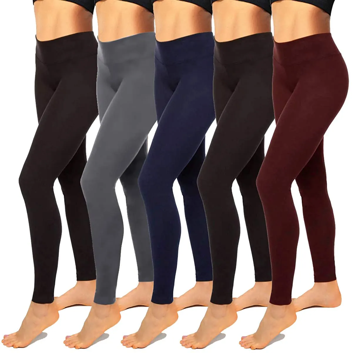 Non-See-Through Leggings for Women(2/5 Pack)-Tummy Control Yoga Pants High Waist Super Soft Workout Leggings