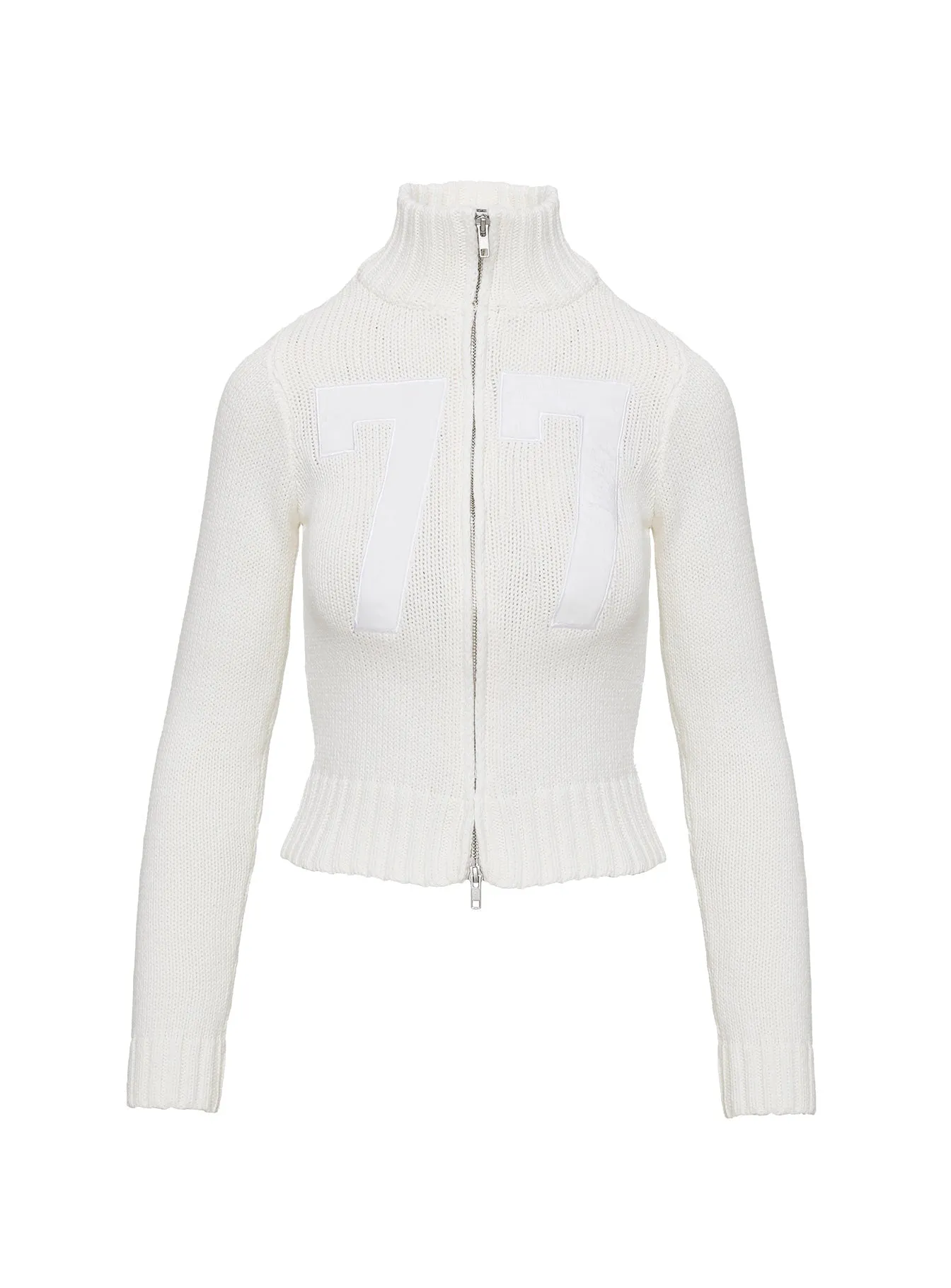 Nylah Zip Up Knit Jacket White