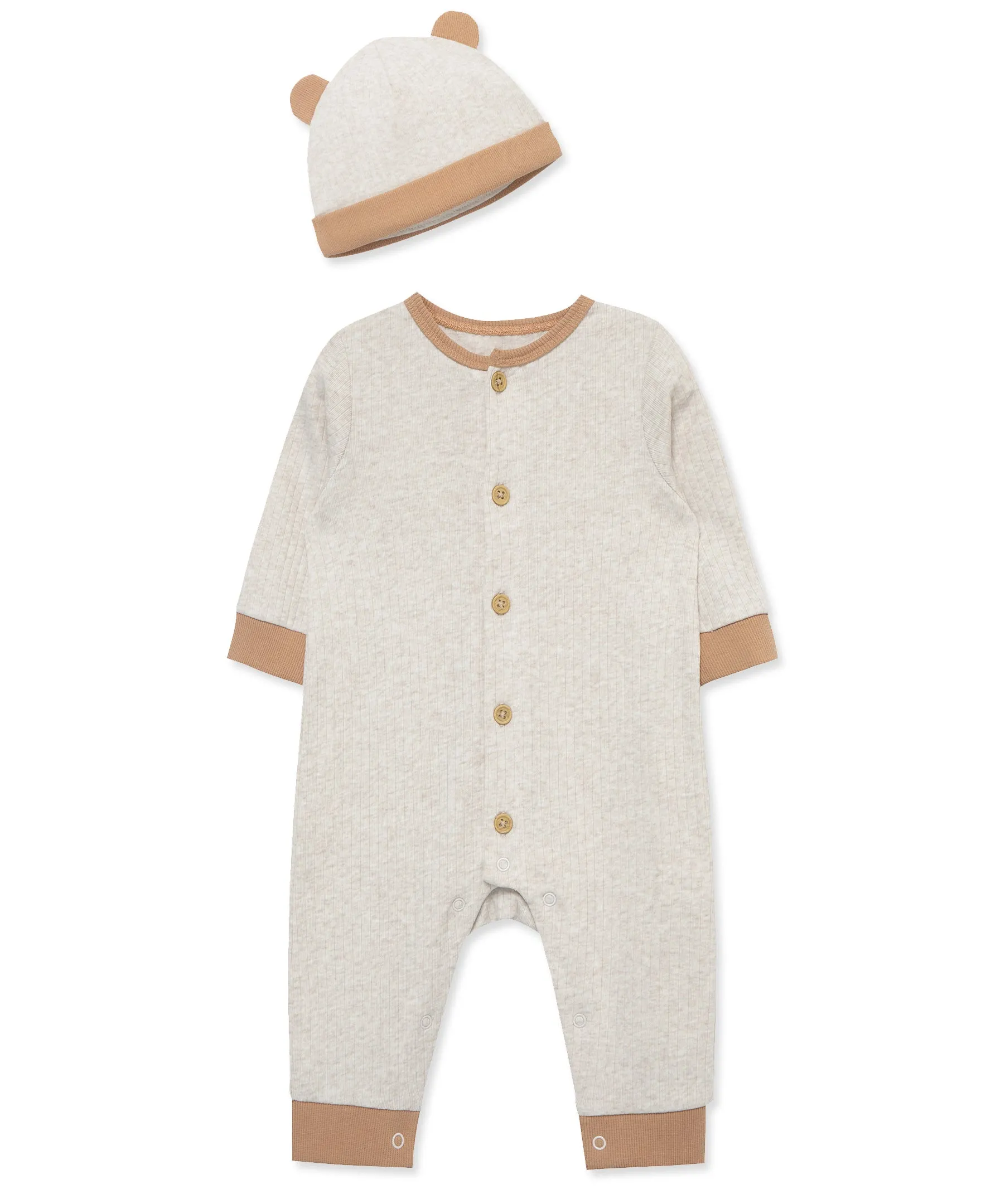 Oatmeal Ribbed Coverall Set