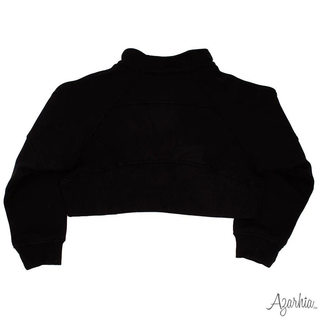 Oversized Cropped 1/4 Zip Sweatshirt in Black