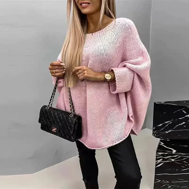 Oversized Fashion Knitted Fleece Pullover Sweater tops for Fall Winter