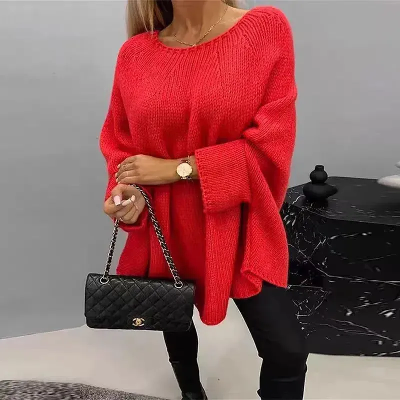 Oversized Fashion Knitted Fleece Pullover Sweater tops for Fall Winter