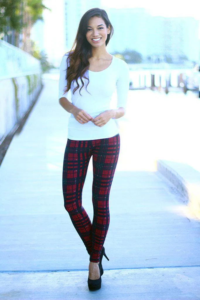 Red Plaid Leggings