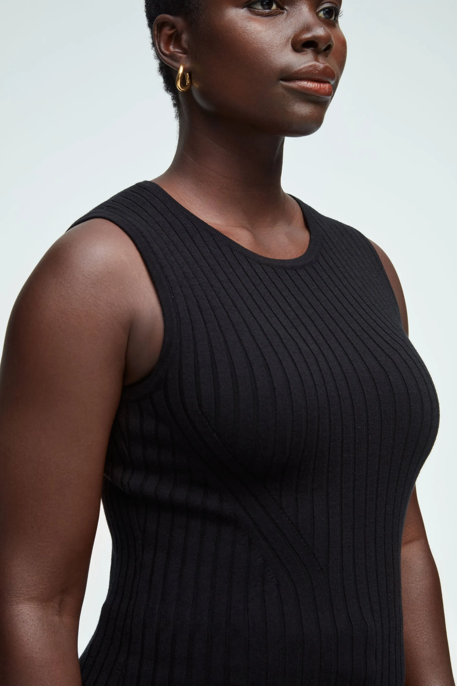 Ribbed Shell in Merino Wool | Black