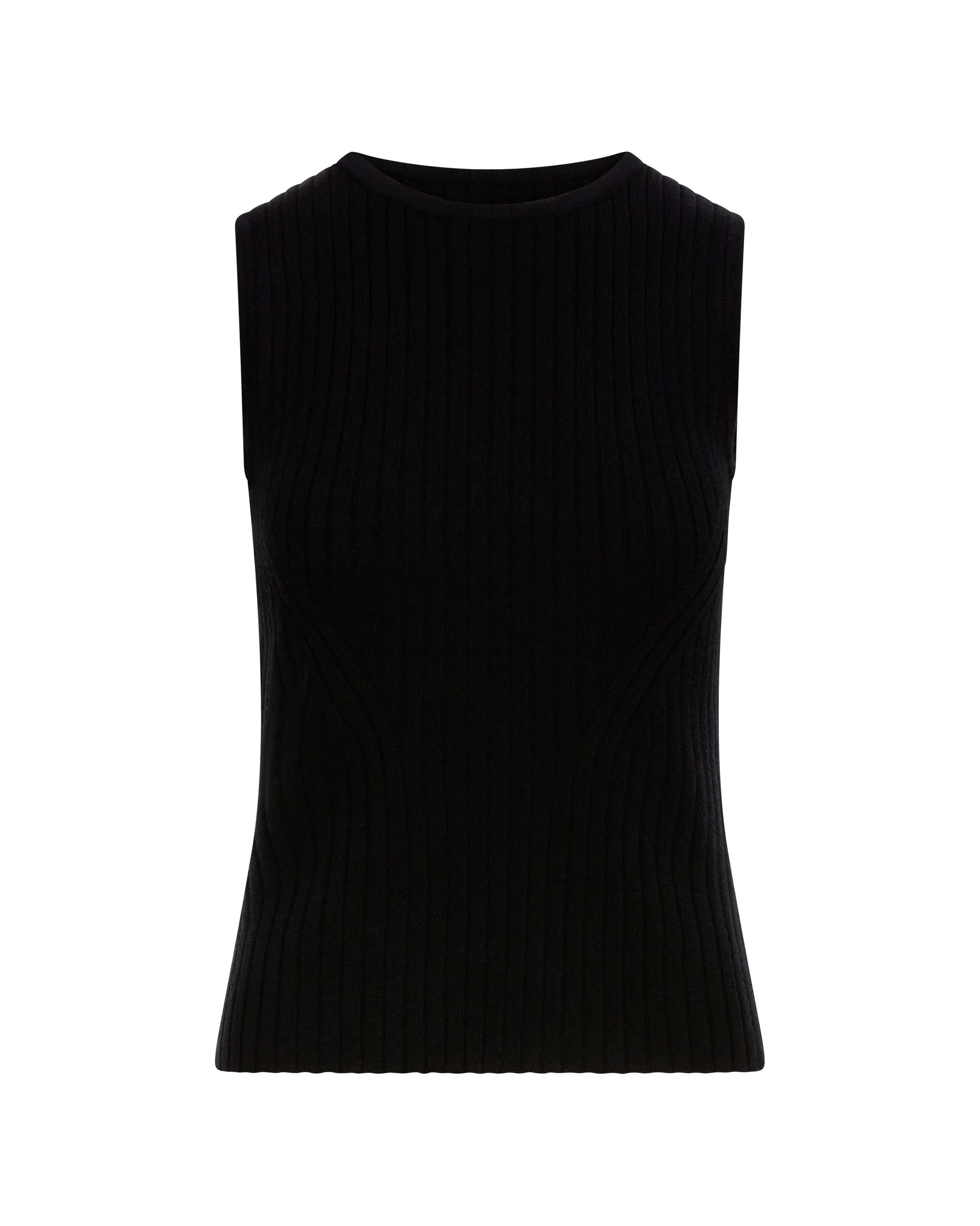 Ribbed Shell in Merino Wool | Black