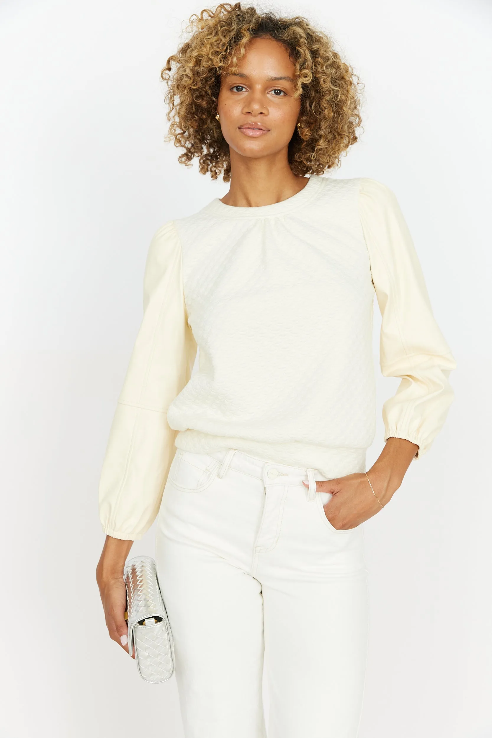 SALE - Wells Vegan Leather Sleeve Top