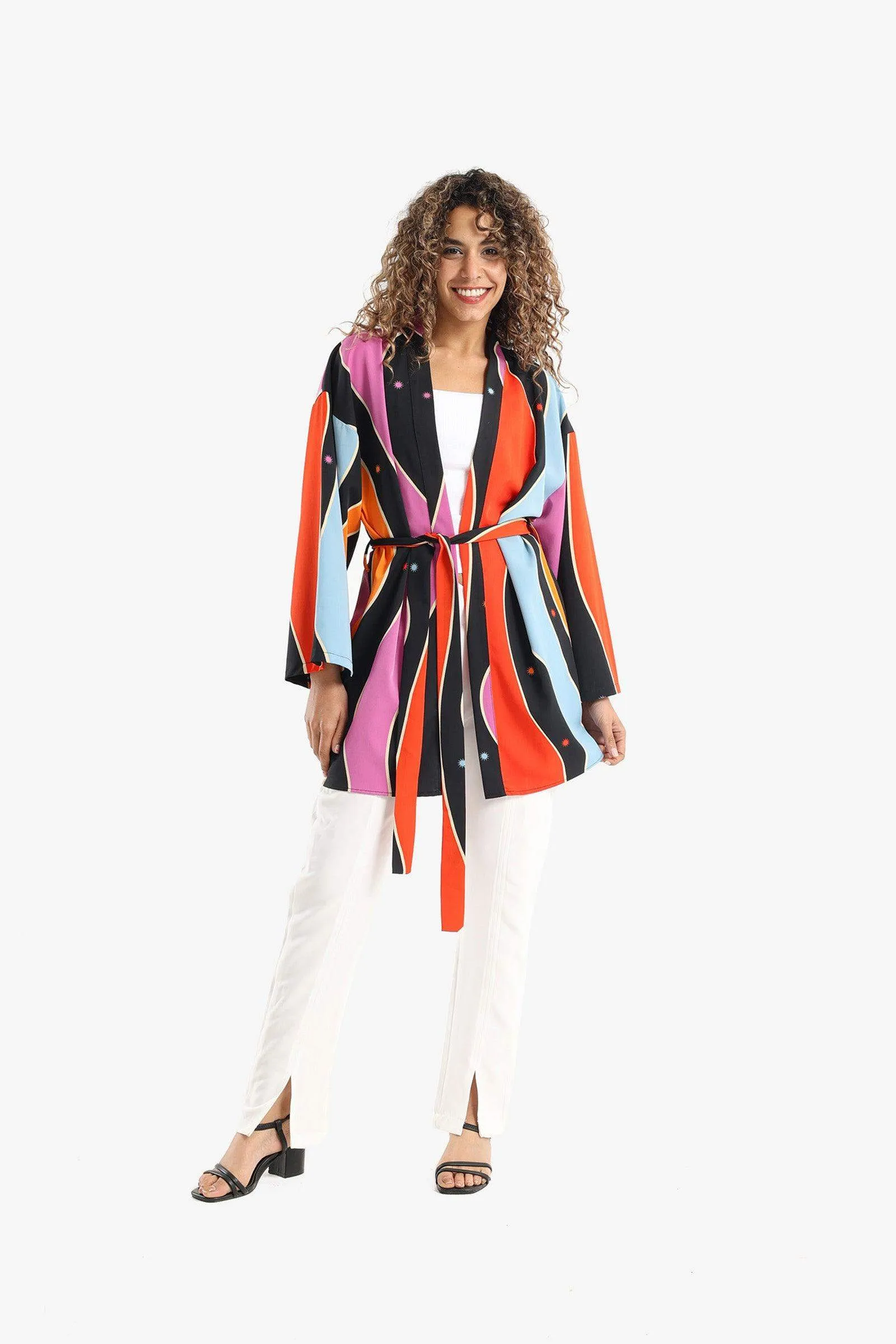 Satin Dropped Shoulder Kimono