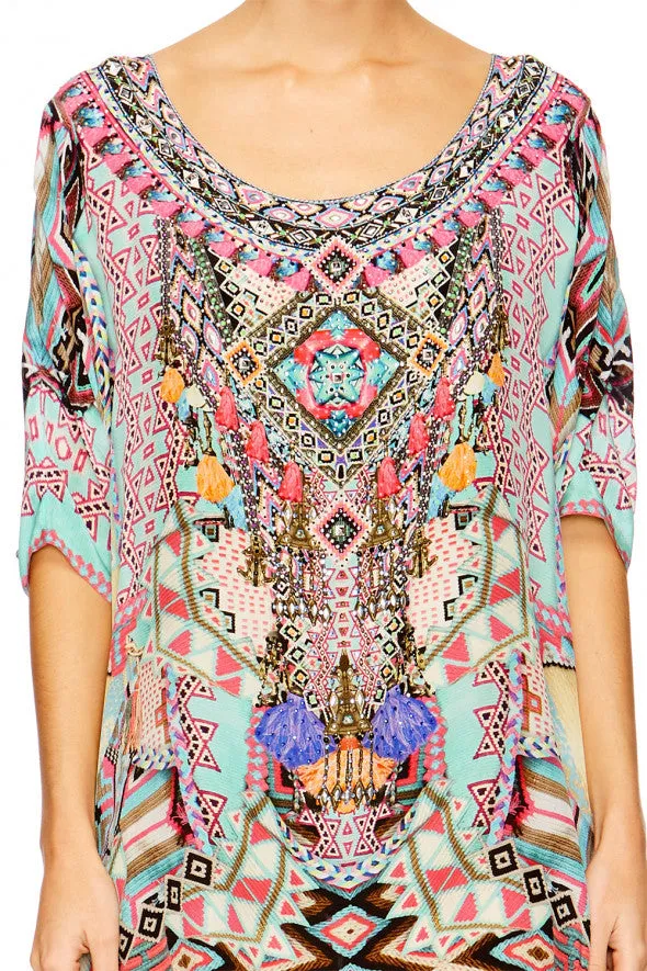 Short Round Neck Kaftan- Mochilla Chiller