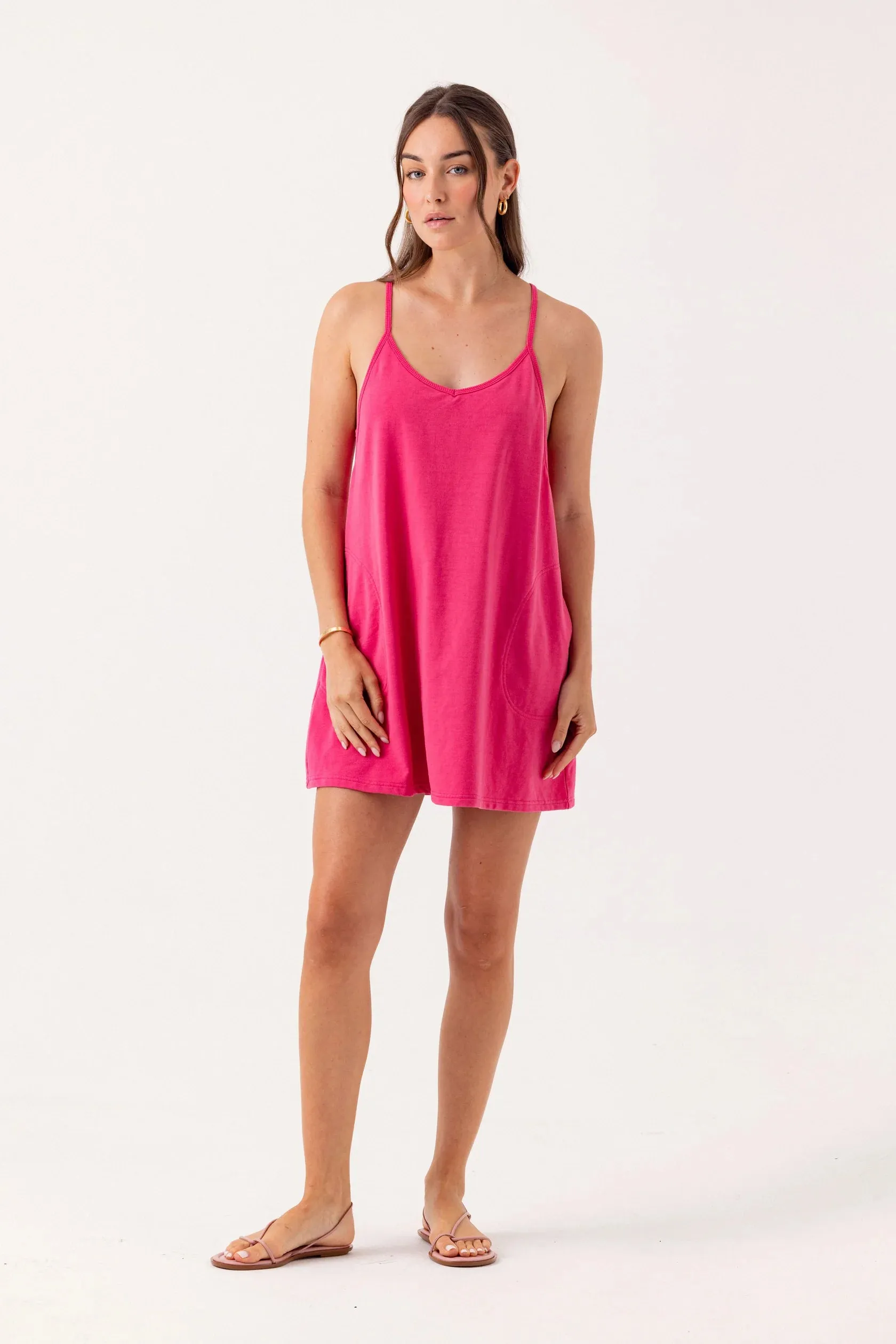 Su048 Sundays Pink Romper Dress