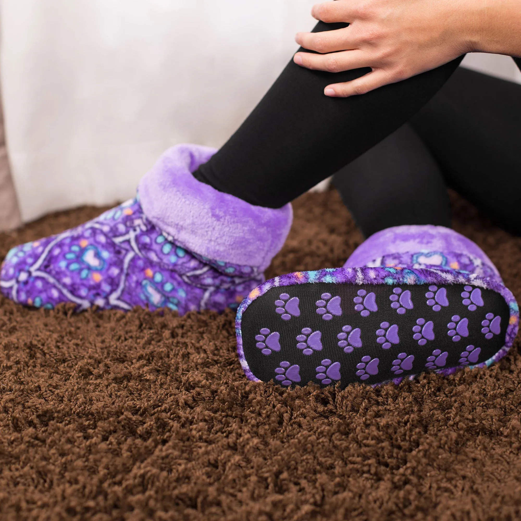 Super Cozy™ Paw Print Fleece Slipper Booties