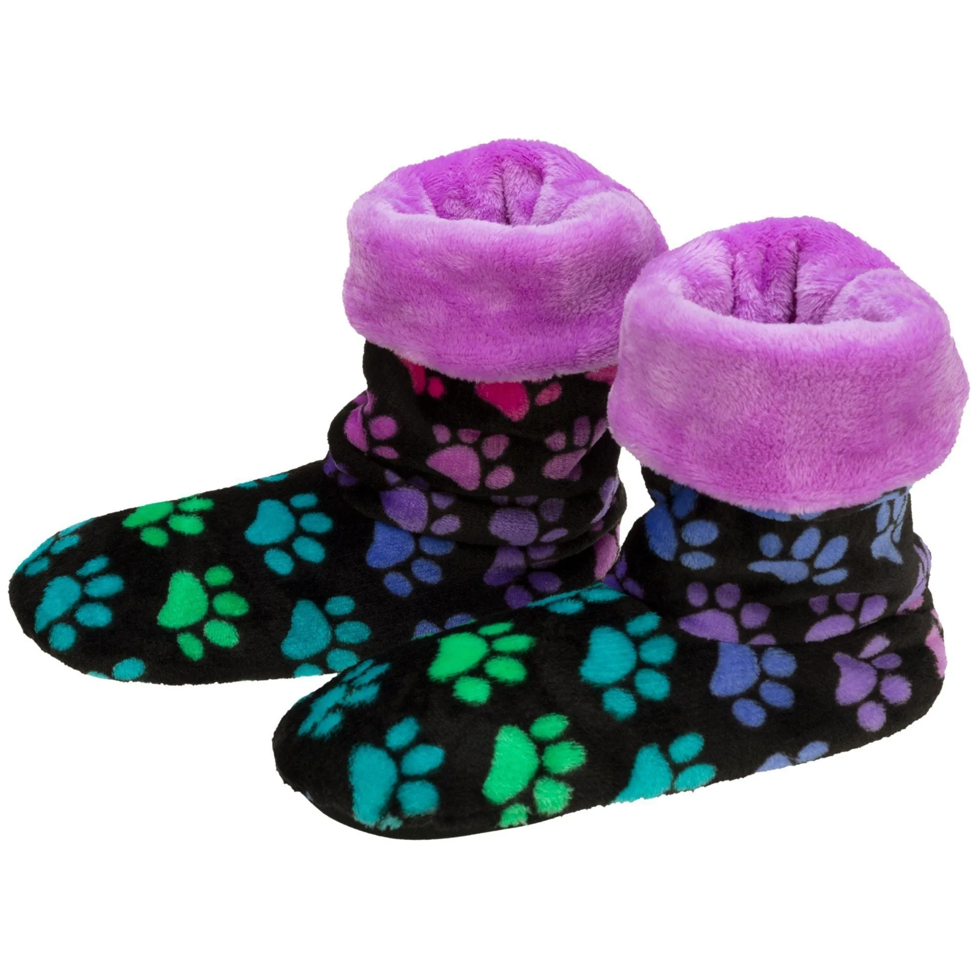 Super Cozy™ Paw Print Fleece Slipper Booties