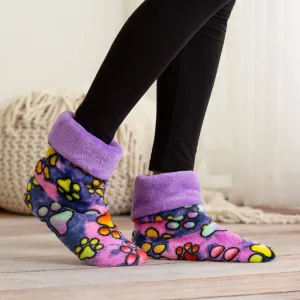 Super Cozy™ Paw Print Fleece Slipper Booties