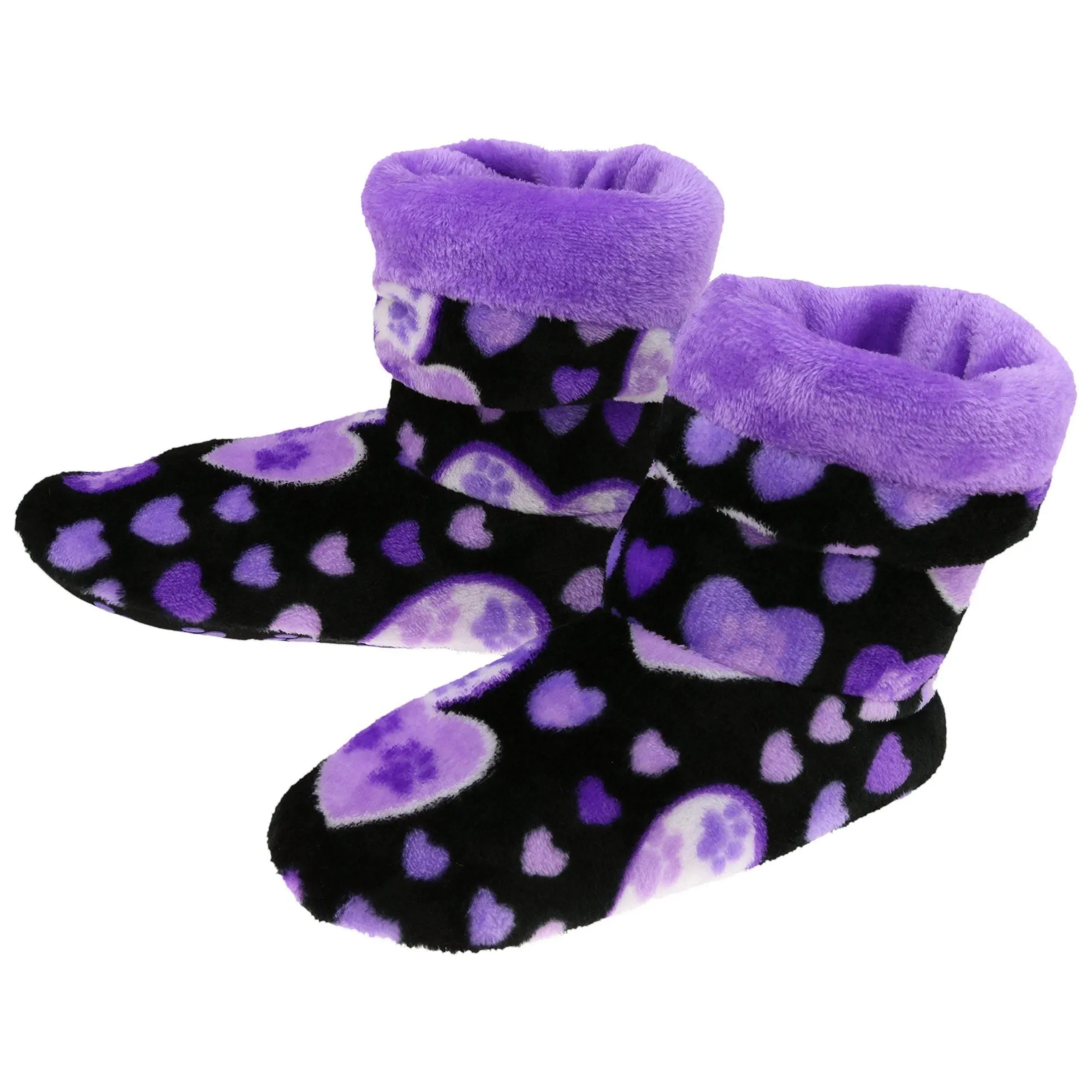 Super Cozy™ Paw Print Fleece Slipper Booties