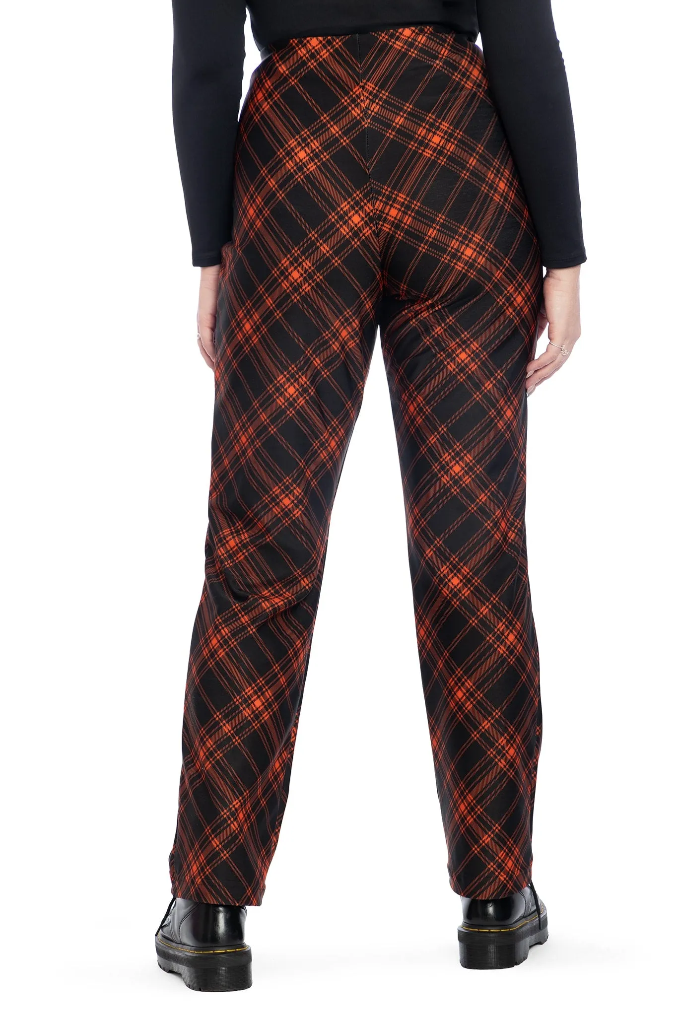 Tartan Punk Orange High Waisted Straight Leg Pants