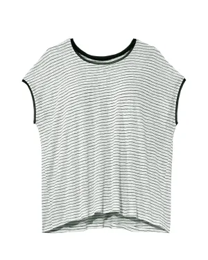 Teresa Scoop Neck Striped Tee | White / Black