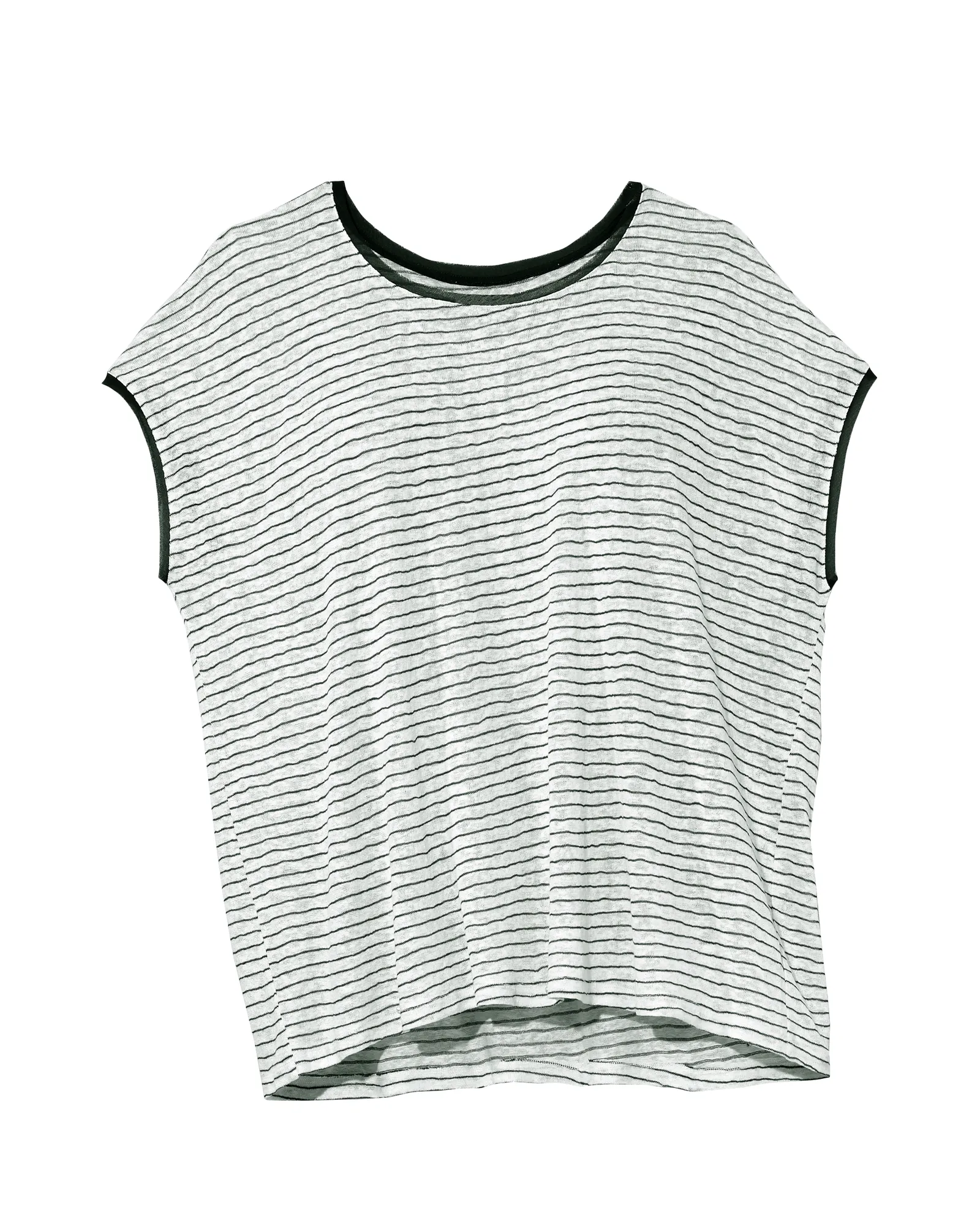 Teresa Scoop Neck Striped Tee | White / Black